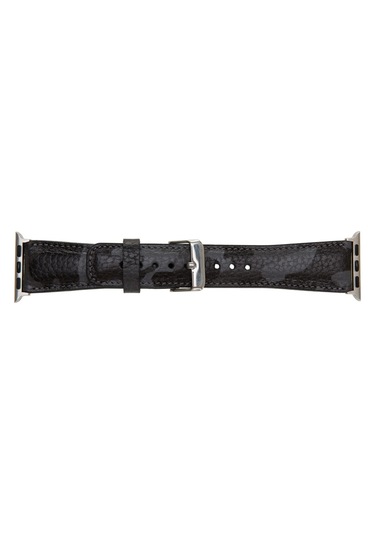 Bouletta Apple Uyumlu  Watch 42-44-45 MM Deri Kordon Kamuflaj Gri