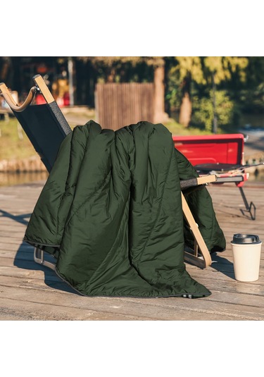 Haegs Flanel Kamp Battaniyesi, Seyahat Yorganı Dış Mekan Hafif Kompakt Outdoor Kamp Çadır Karavan Battaniye 215-150 Cm Haki