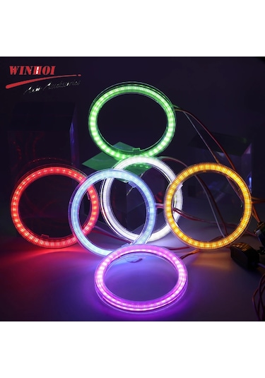 80mm-1pcs Buz Mavisi-led Angel Eyes Beyaz Kırmızı Mavi Sarı Moto Halo Halka Işık Angel's Eye Far Drl Gündüz Farı