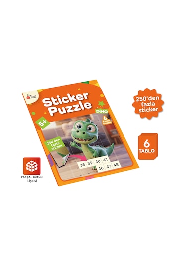 Playever Sticker Puzzle - Dino, Çıkartmalı Yapboz Etkinlik Kitabı