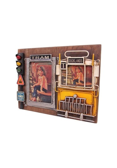 Himarry Dekoratif Metal Çerçeve Tramvay Dekorlu Vintage Ev Ofis Hediyelik