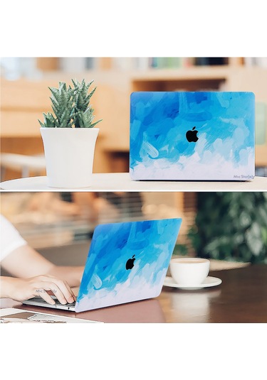 Macbook Air Kılıf 13.6 İnç M2-m3, Paint02 Touchıd'li Air M2-m3 A2681 A3113 İle Uyumlu Açık Mavi