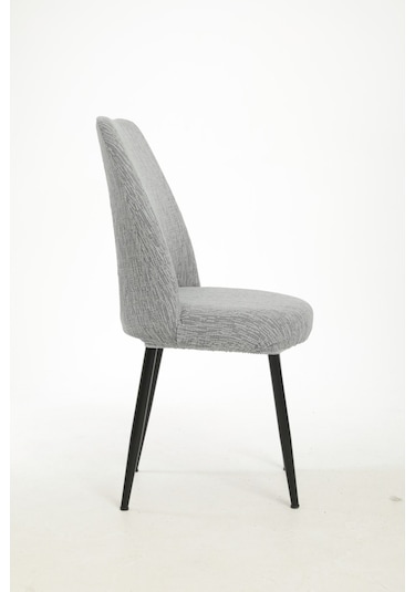 Upmall Jakarlı Oval Sandalye Kılıfı,sandalye Örtüsü Gri 6 Adet