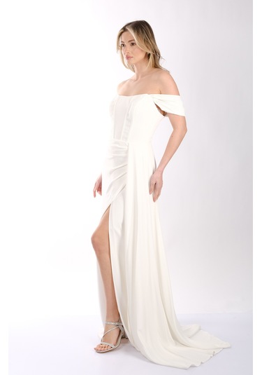 Abiye Elbise Dori 00kb5136 Beyaz