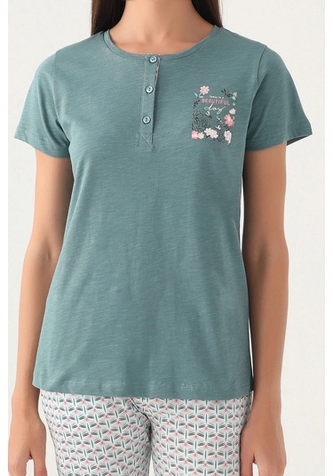 Arnetta 2882 Kısa Kol Kadın Pijama Takımı Pastel Yeşil