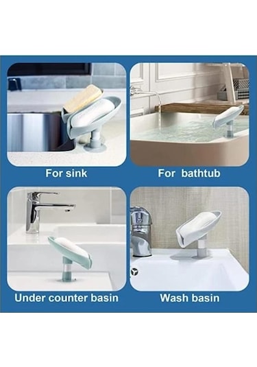 Gri Yaprak Şekilli Sabunluk Duş Sabunu Raf Banyo Sabunu Kutusu Dikey Vantuz Çamaşır Sabunu Bulaşık Depolama Tepsisi Banyo Malzemeleri