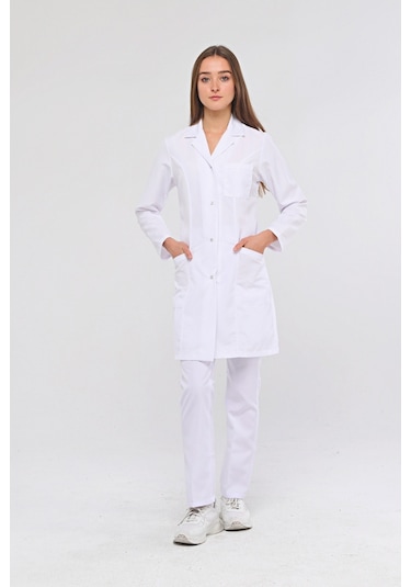 Uniprom Kadın İş Önlüğü Doktor Öğretmen Laborant Öğrenci Eczacı Beyaz