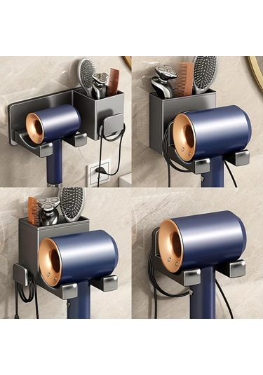 Willowhaven Gri Duvar Askılığı Kurutma Makinesi Rafı - Delme Yok, Sağlam, Ağırlık Taşıyan Gri