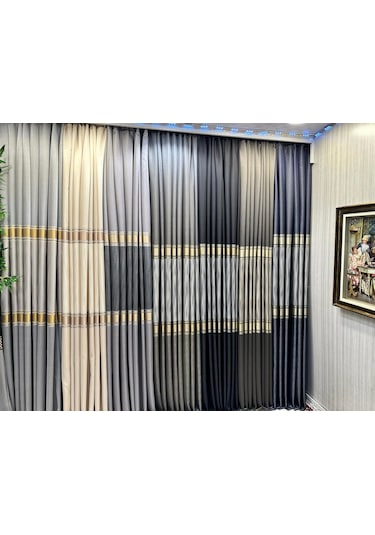 Nivemeshome Mozaik Ft614163 V-5302 Antrasit 1/3 Sık Pileli Fon Perde Apm Antrasit