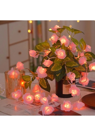 Yaozixa Pembe Gül Desenli Led Işık Zinciri, 3m Uzunlukta, 20 Ampul, Yumuşak Işık, Ev Dekorasyonu, Romantik Ortam Oluşturucu, İç Mekan Kullanıma Uygun
