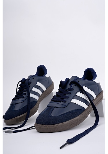 Muggo Jabbar Unisex Ortopedik Günlük Garantili Bağcıklı Yürüyüş Koşu Sneaker Spor Ayakkabı Lacivert