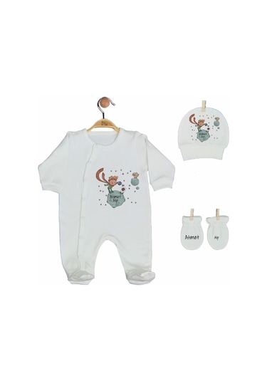 Pia Baby Gl 2014 İsme Özel Küçük Prens Beşli Tulum Set Krem