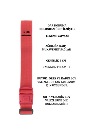 Case Cub 2 Adet Kırmızı Siyah Valiz Bavul Kemeri Aç Kapat Emniyet Kilitli Ayarlanabilir Kırmızı - Siyah