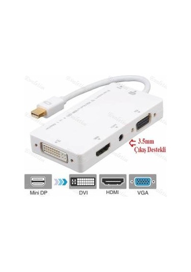 Mini Displayport To Hdmi Dvi Vga 4474P 3.5Mm Kulaklik Çevirici