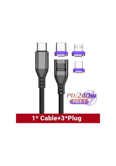 Aufu 5a Manyetik Usb-c Kablo 240w Hızlı Şarj Macbook Iphone Uyumlu Samsung Xiaomi Realmegökyüzü Mavi1m