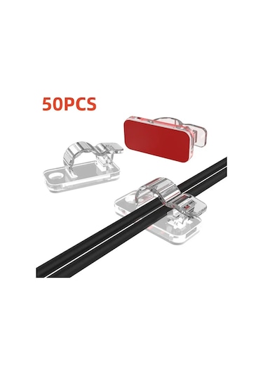 Snapbuy 10/50 Adet Kendinden Yapışkanlı Kablo Klipsi - Kablo Düzenleyici, Ev/ofis/araba İçin Mor