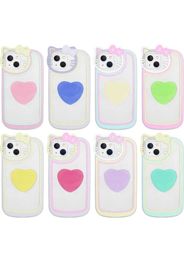 İphone Uyumlu 13 Uyumlu Kedi Figürlü Transparan Pop Soketli Csk Zore Ritmik Kılıf-yeşil