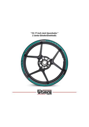 Motosiklet Jant Şeridi Jant Sticker Dekor Model Parçalı Desen Sticker Set Turkuaz