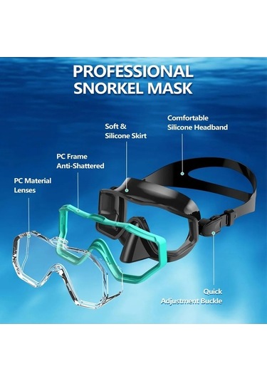 Zyzqstore Üç Camlı Panoramik Dalış Maskesi, Geniş Görüş, Yüksek Çok Renkli, İstenen Renk, Boyut, Tüm Denizcilik Hayatında Çok Renkli