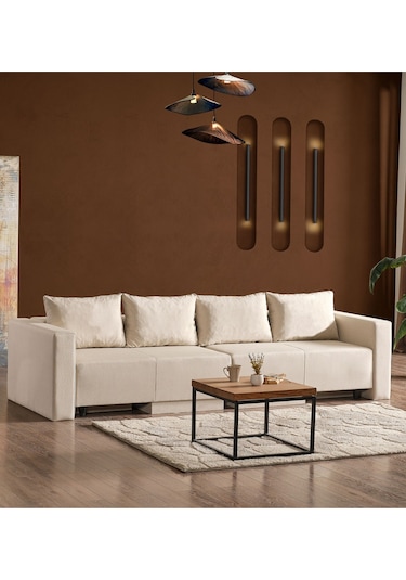 Kagu Corner Poly-l Köşe Takimi-Kanepe-Yatak-Dinlenme Krem