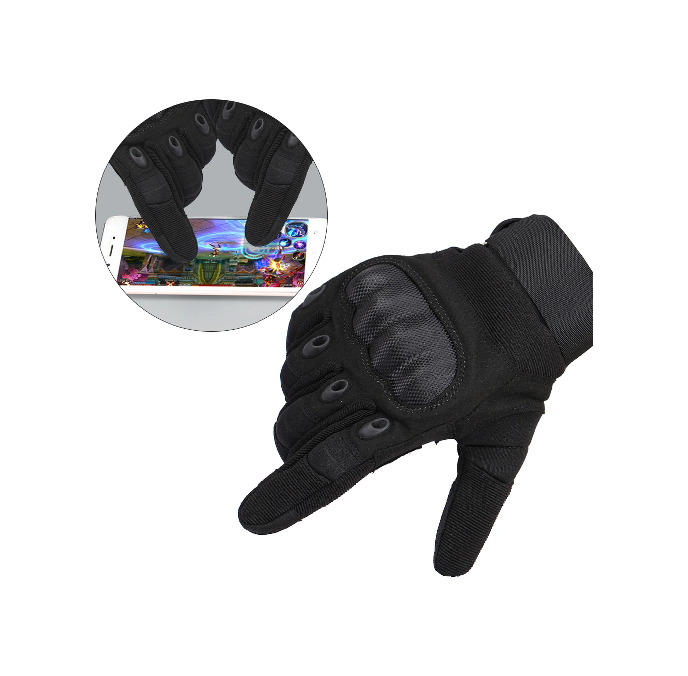 Dofolink Motorcycle Eldivenleri, Dış Etkinlikler İçin Dayanıklı, Kaymazsız, Çarpmaya Dayanıklı, Üç Parmak Dokunmatik Ekran, Soluklu Kumaş - Siyah M