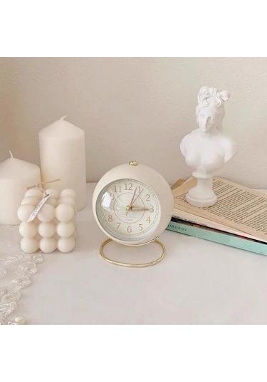 Masa Üstü Dekoratif Saat Gövde Bej Taban Gold