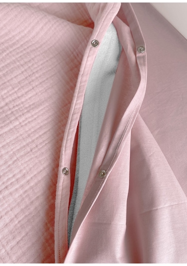 %100 Pamuk Muslin-akfil Bebek Nevresim Takımı Çift Yönlü Pembe