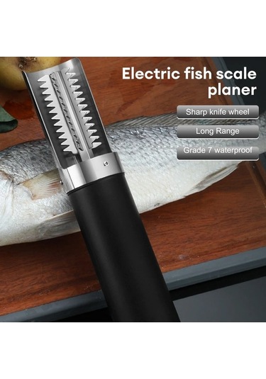 Ambition Taşınabilir Elektrikli Balık Kazıyıcı Su Geçirmez Siyah Balık Temizleme Aleti Siyah