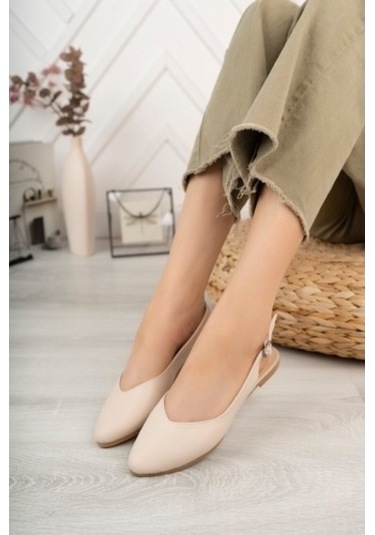 Kadın Misty Krem Cilt Arkası Acık Sivri Burun Günlük Babet Krem