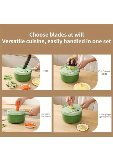 Honeybeeshop Manuel Mutfak Sebze Meyve Dilmece 14in1 Büyük Parçalar Keskici Güçlü Tasarım Kilitli Hıyar Soğan Havuç Domates Ev Profesyonel Şefler İçin 1 Parça