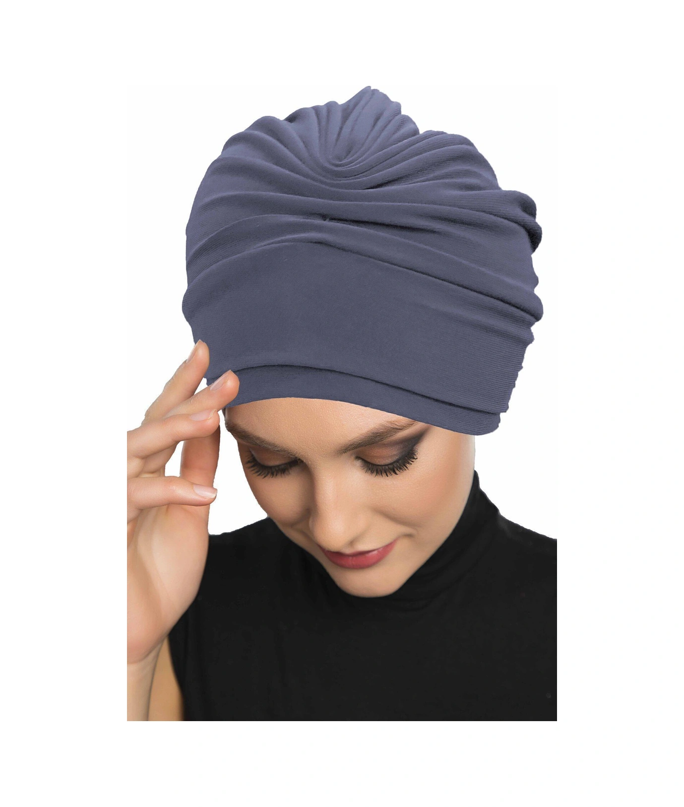 Çift Katlı Astarlı Hazır Koyu Gri Türban Tesettür Dış Ve Havuz Bonesi Koyu Gri