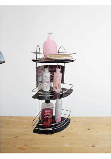 Decorev Dc-5917 Üç Katlı Paslanmaz Krom Banyo Şampuan Köşeliği Çok Renkli