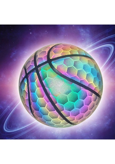 Ranyeek Yansıtıcı Pu Lastik 7 Numara Yetişkin Basketbol Topu Futbol + Hava Pompası + İğne + Çanta Büyük Altıgen Desenli