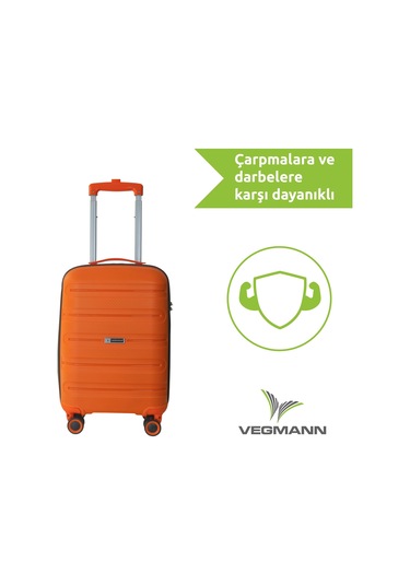 Vegmann Polipropilen Pp Atlas Turuncu Kabin Boy Valiz Turuncu