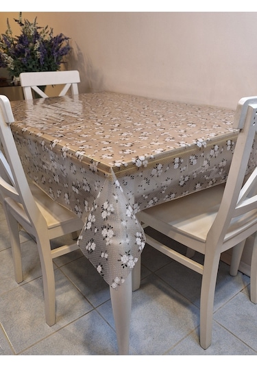 Şeffaf 0.018 Mm Pvc Muşamba - Desenli Silinebilir Şeffaf Masa Örtüsü Ns30 Beyaz