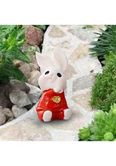 Lijinxu Karikatür Tavşan Heykeli Hayvan Modeli Masa Süs Ofis Ev