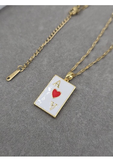 Kupa As Tarot Kartı Çelik Kolye Altın