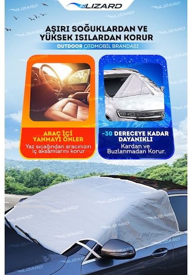 ByLizard Buzlanma Önleyici Kar Örtüsü Su Geçirmez Ön & Yan Cam Araba Brandası