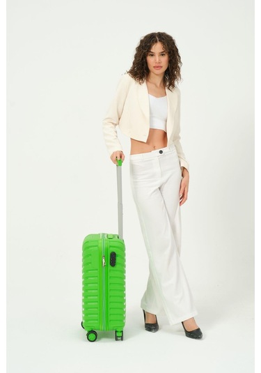 Keo-plus Yeşil Kabin Boy Silikon Kırılmaz Pp Valiz Yeşil