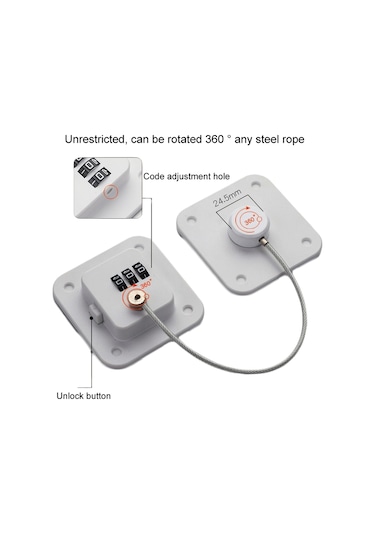 Sones Çocuk Güvenlik Kilidi Deliksiz Pencere Sınırlayıcı Buzdolabı Çekmece Dolap Kombinasyon Kilidi, Özellikler: 2-bit Siyah Çok Renkli