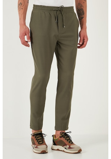 Buratti Streç Regular Fit Normal Bel Düz Paça Jogger Erkek Pantolon Cf25617953 Haki