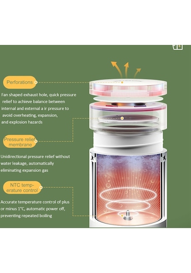 300w 500ml Elektrikli Isıtma Su Kupası Akıllı Kaynatma Su Isıtıcı Sıcaklık Kontrolü Ket İkindi, Özellik: Sus316 Ab Fiş