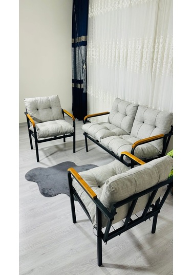 Madame Home Kalanşo Balkon, Bahçe,teras,cafe - Salon - Metal Kanepe Koltuk Takımı Çay Seti 2+1+1 Açık Gri Madame Home Kalanşo Balkon, Bahçe,teras,cafe - Salon - Metal Kanepe Koltuk Takımı Çay Seti 2+1+1 Açık Gri