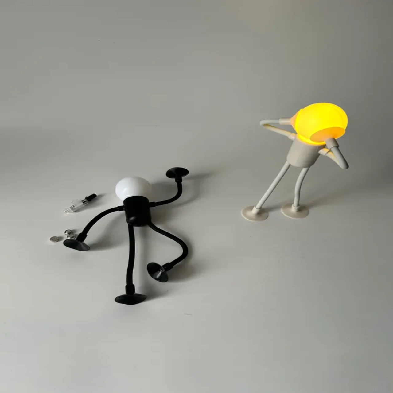 Yaleker Küçük Kişi Figürlü Akıllı Led Gece Lambası - Pil İle Çalışır, Yumuşak Işık, Yatak Odası/çocuk Odası İçin Siyah Desenli Dekoratif Aydınlatma Siyah