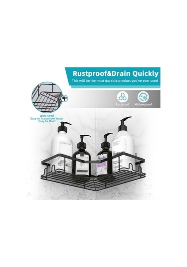 Fortunelane Demir Makyaj Sabunu Tutucu, Kalıcı Yapıştırıcı İle Kurulum, Su Akışlı Tabanca, Banyo Ve Mutfak İçin Siyah Siyah