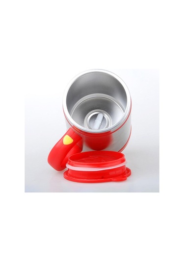 Kişiye Özel Kendini Karıştıran Mikser Kupa Termos Bardak Kırmızı - Self Stirring Mug Saydam