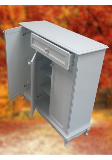 Bengi Ayakkabılık  Çok Amaç Model Parlak Beyaz 3 Kapaklı