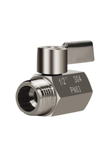 Vkemall 304 Paslanmaz Çelik 1/2" Npt İç-dış Dişli, Su Akışı Kontrol Valfi, Paslanmaz Çelik Kolu, Rustsuz, 1/4 Devir Kapatma