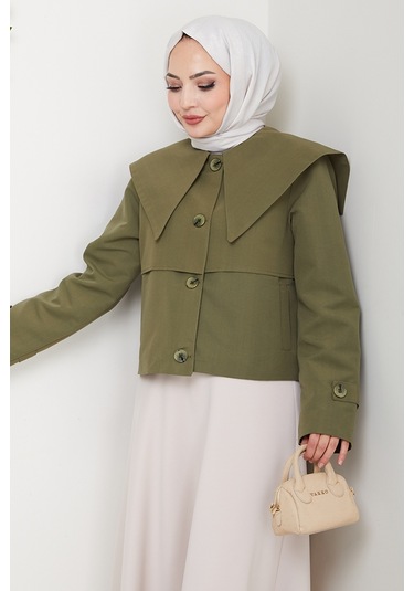 Pelerin Görünüm Astarlı Trenç 1625 - Haki Haki