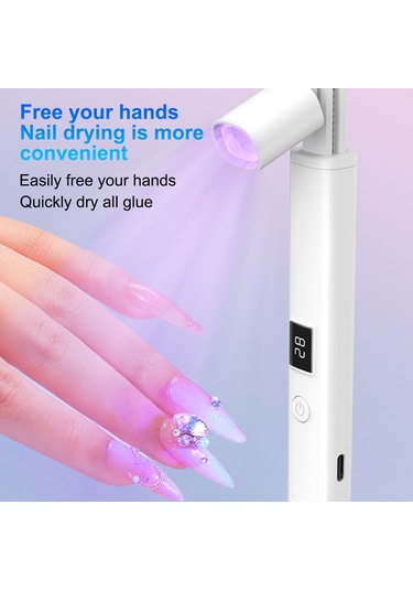 Hfambition Beyaz Led Tırnak Lambası, Telefon Tutucu Tabanlı, 180mah Pil, 45/60s Zamanlama, Geri Çekilebilir Katlanabilir Kafa, Ekranlı Beyaz